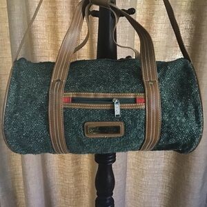Oscar De La Renta Duffle Bag  Hunter Green W/Caramel Color Trim Unisex